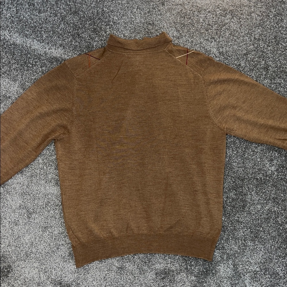 Grant Thomas 100% Extra Fine Italian Merino Wool Brown Argyle Sweater - Picture 4 of 4
